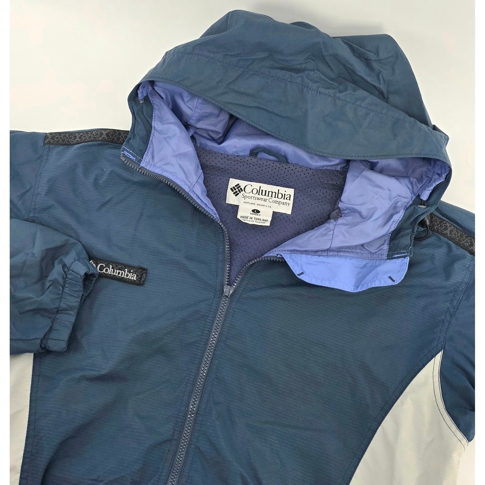 Columbia Vintage Windbreaker Jacket Womens Size Large Blue Gorpcore KL3033